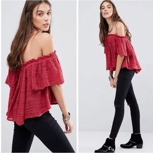Free People Frills & Thrills Off Shoulder Top